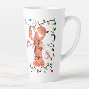 Taza De Café Latte Navidades Crawfish Crustacean Watercolor