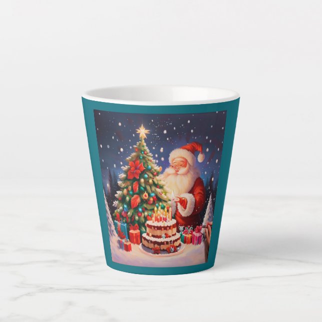 Taza De Café Latte Navidades Cumpleaños 10 (Anverso)