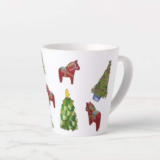 Taza De Café Latte Navidades Dala Horses Mug (Ángulo derecho)
