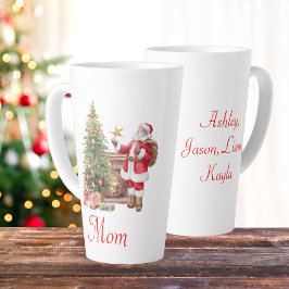 Taza De Café Latte Navidades de acuarela de Personalizado lindo Santa