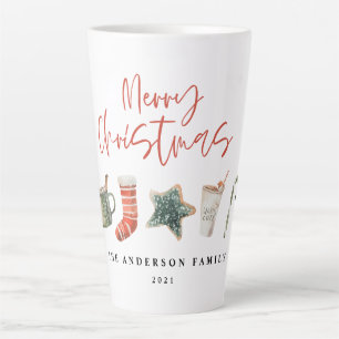 Taza De Café Latte Navidades de acuarela galletas bebe caramelo de ca