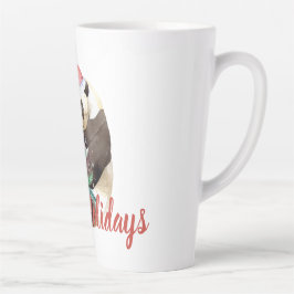 Taza De Café Latte Navidades de acuarela Panda Personalizado