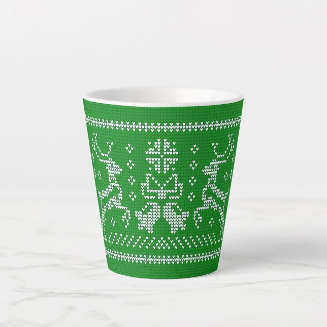 Taza De Café Latte Navidades de campanas de jingle con suéter feo ado (Anverso)