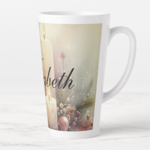 Taza De Café Latte Navidades de color de agua de época Linterna y orn
