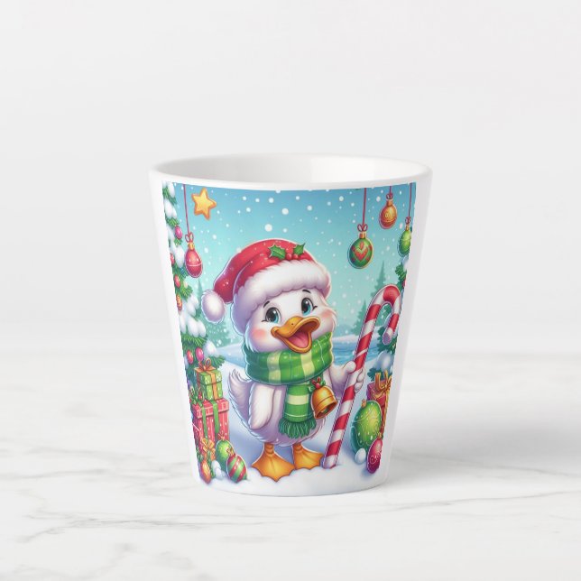 Taza De Café Latte Navidades de color lindo patán (Anverso)