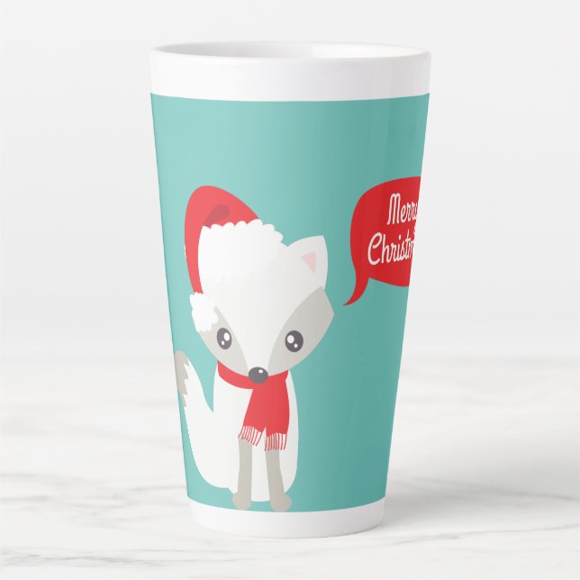Taza De Café Latte Navidades de colores retro Fox (Anverso)