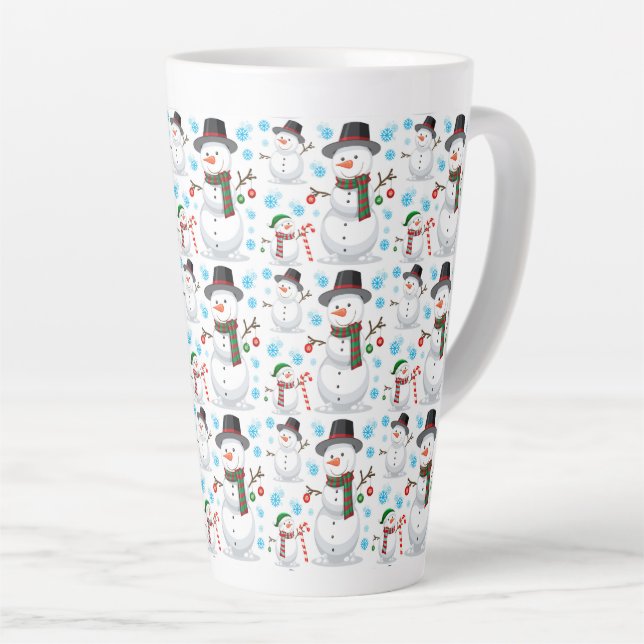 Taza De Café Latte Navidades de cuestas Snowmen (Ángulo derecho)