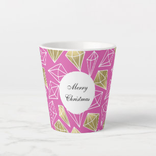 Taza De Café Latte Navidades de diamantes de oro rosado