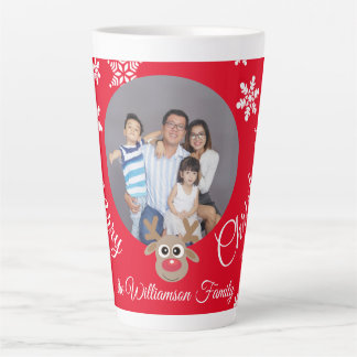Taza De Café Latte Navidades de foto: Guión blanco de renos de la Cut
