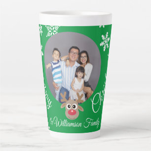 Taza De Café Latte Navidades de fotografía escritura blanca de reno v