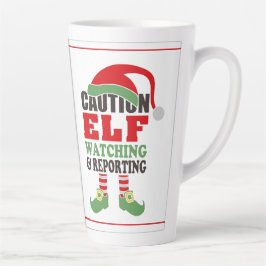 Taza De Café Latte Navidades de Fun ELF WATCHING Latte Mug