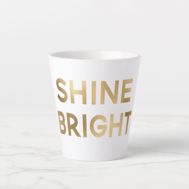 Taza De Café Latte Navidades de Gold Glam Shine Bright (Anverso)