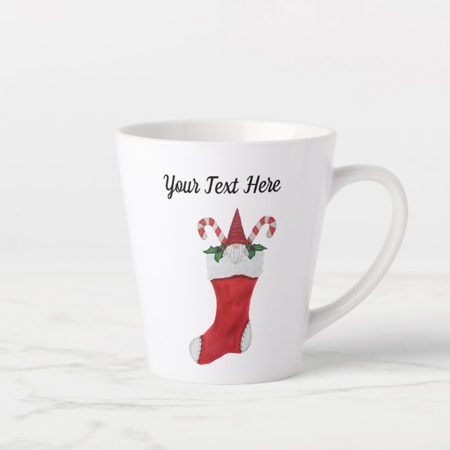 Taza De Café Latte Navidades de Gorras rojos de Gnome se remueven lat (Derecha)