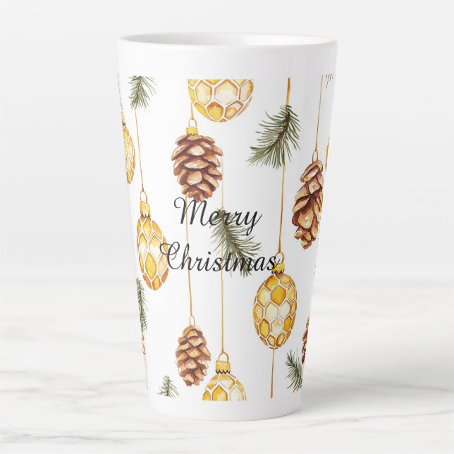 Taza De Café Latte Navidades de Honey Pine Cones (Anverso)