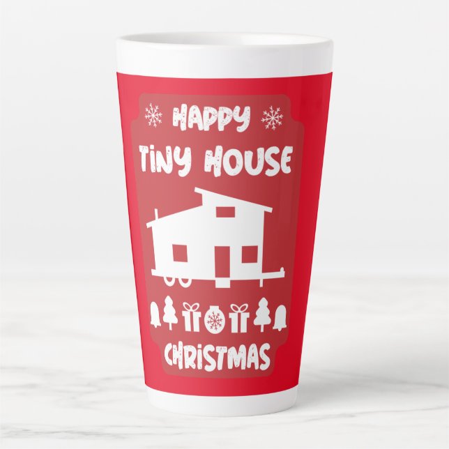Taza De Café Latte Navidades de la casa pequeña feliz (Anverso)
