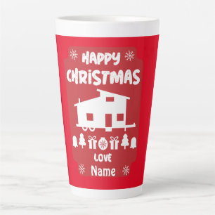 Taza De Café Latte Navidades de la casa pequeña feliz