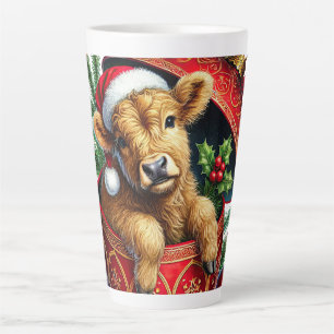 Taza De Café Latte Navidades de la región montañosa atraca de vaca
