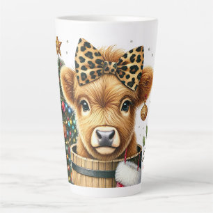 Taza De Café Latte Navidades de la región montañosa atraca de vaca