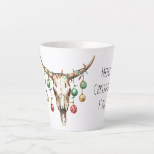 Taza De Café Latte Navidades de los Ornamentos de Cowboy Bull de Occi