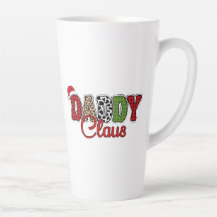 Taza De Café Latte Navidades de Mama Claus Plaid Text Design-50096