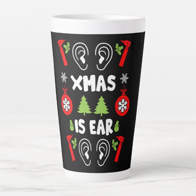 Taza De Café Latte NAVIDADES de Médicas de ENT (Anverso)