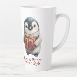 Taza De Café Latte Navidades de Merry & Bright Penguin