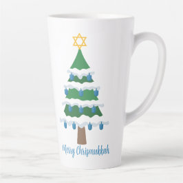 Taza De Café Latte Navidades de Merry Chrismukkah Cute Hanukkah