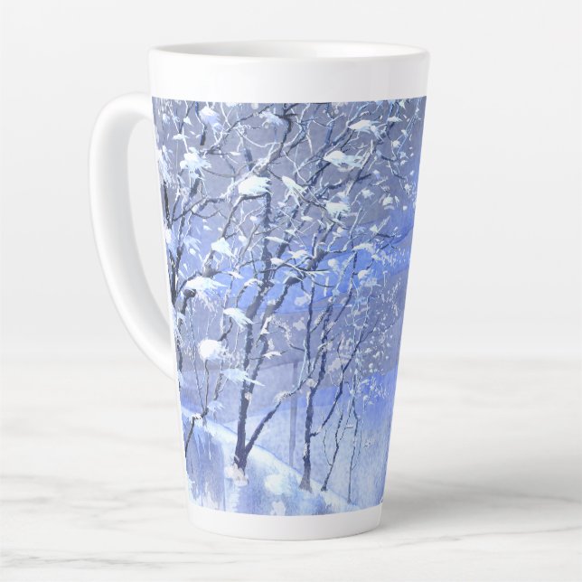 Taza De Café Latte Navidades de moda Winter Woods Latte Mug (Ángulo izquierdo)