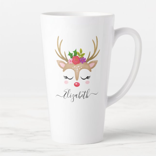 Taza De Café Latte Navidades de reno mug (Derecha)
