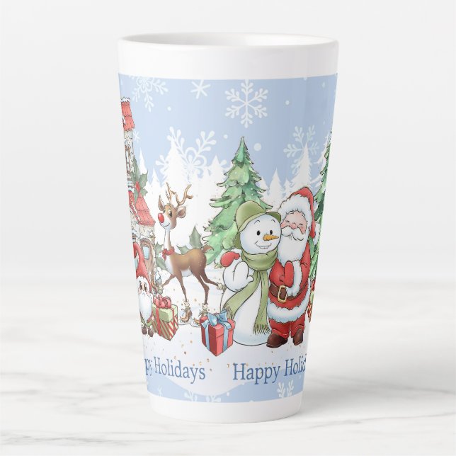 Taza De Café Latte Navidades de renos de Santa Snowman (Anverso)