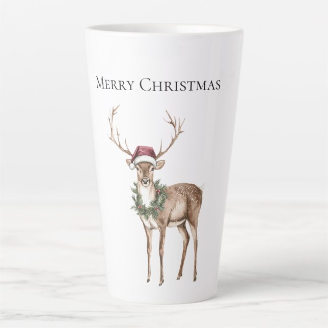 Taza De Café Latte Navidades de renos Gorras rojos (Anverso)
