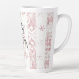 Taza De Café Latte Navidades de Snowflakes con pinguino rosa
