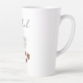 Taza De Café Latte Navidades de venado y botánico de acuarela rusa
