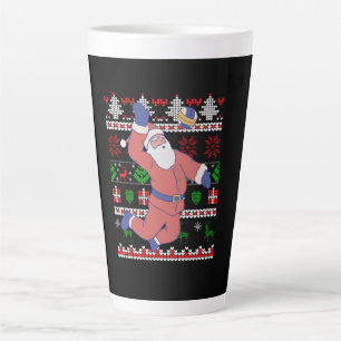 Taza De Café Latte Navidades de voleibol Santa Claus Ugly