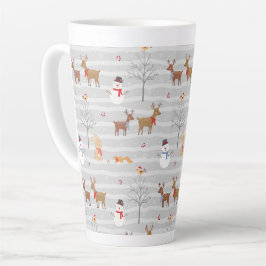 Taza De Café Latte Navidades del bosque de invierno Latte Mug