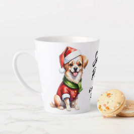 Taza De Café Latte Navidades Día De La Cachorra Con El Equipo De Sant