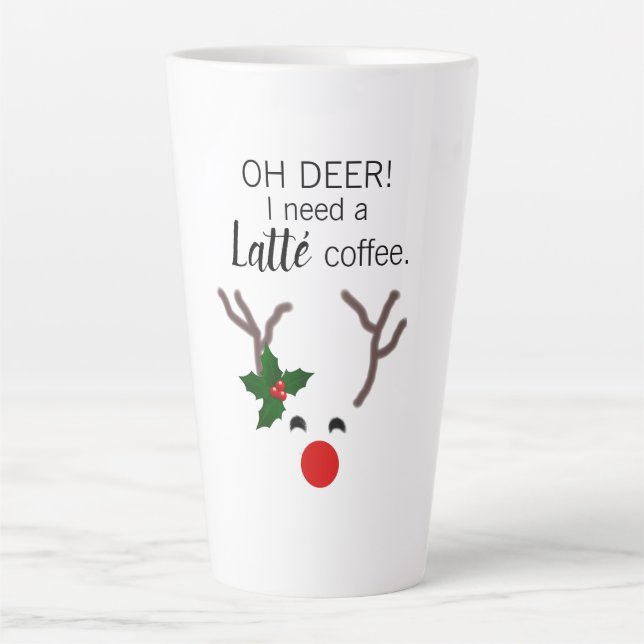 Taza De Café Latte Navidades divertidos renos modernos (Anverso)