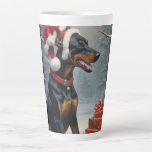 Taza De Café Latte Navidades Doberman