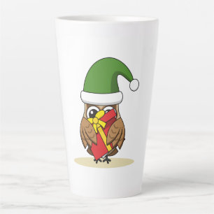 Taza De Café Latte Navidades Elf Owl con presente