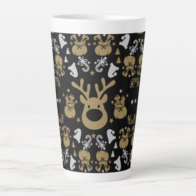 Taza De Café Latte Navidades Elf Wrapping (Anverso)