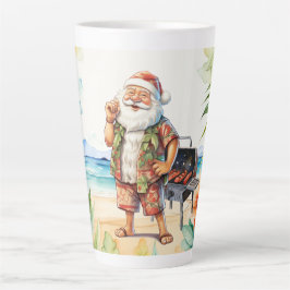Taza De Café Latte Navidades en julio con Santa en la playa