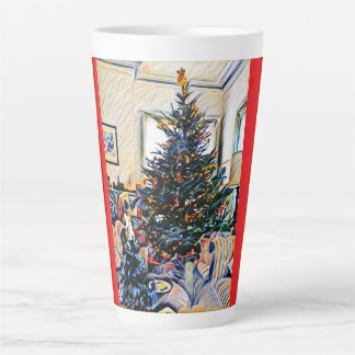 Taza De Café Latte Navidades Escena Latte Mug Rojo