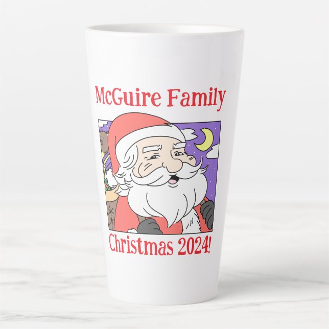 Taza De Café Latte Navidades familiares 2024 (Anverso)