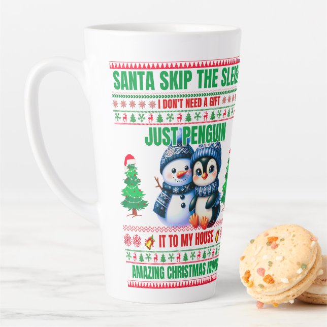 Taza De Café Latte Navidades Feliz Navidad por regalo Penguin Snowman (In situ)