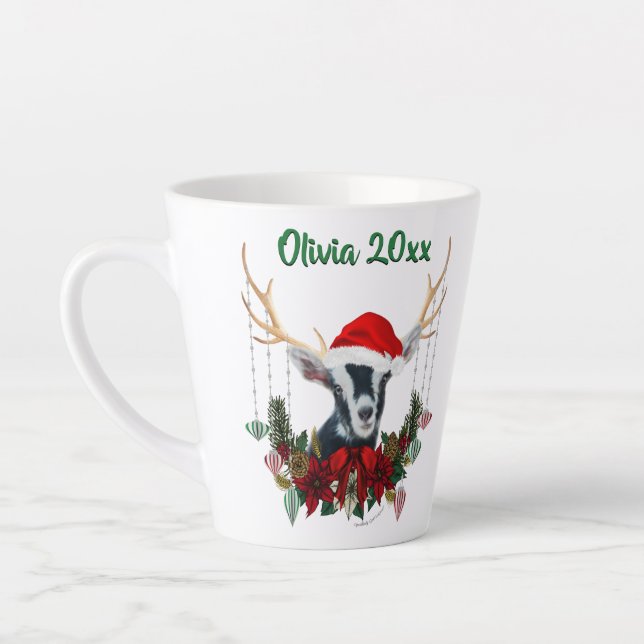 Taza De Café Latte Navidades festivos Alpine Goat Kid (Izquierda)