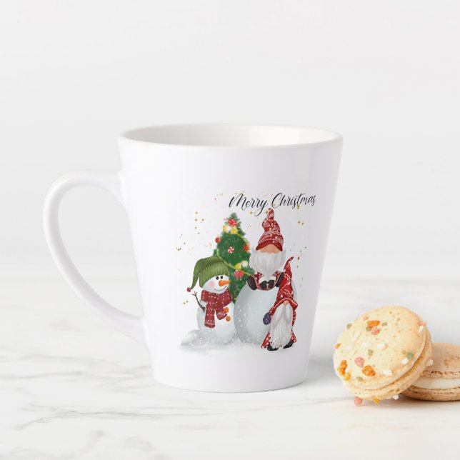 Taza De Café Latte Navidades festivos gnomes Holiday Latte Mug (In situ)