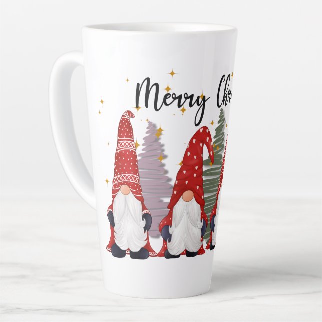 Taza De Café Latte Navidades festivos gnomes Latte Mug (Ángulo izquierdo)