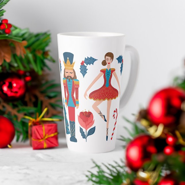 Taza De Café Latte Navidades festivos personajes de ballet de nueces (Festive Christmas Nutcracker Ballet Characters Latte Mug)