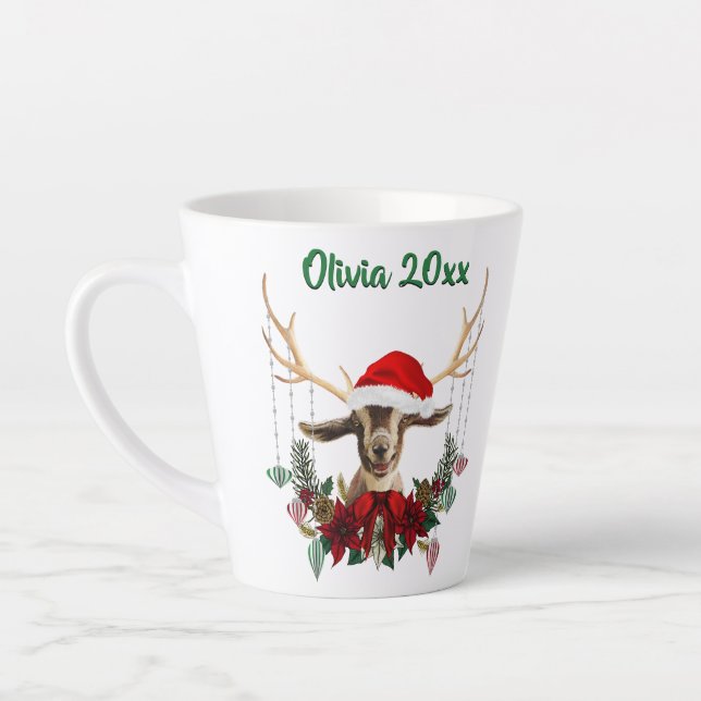 Taza De Café Latte Navidades festivos Toggenburg Goat Kid (Izquierda)
