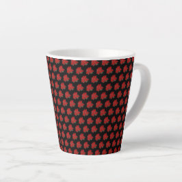 Taza De Café Latte Navidades florales Patrón rojo sobre negro